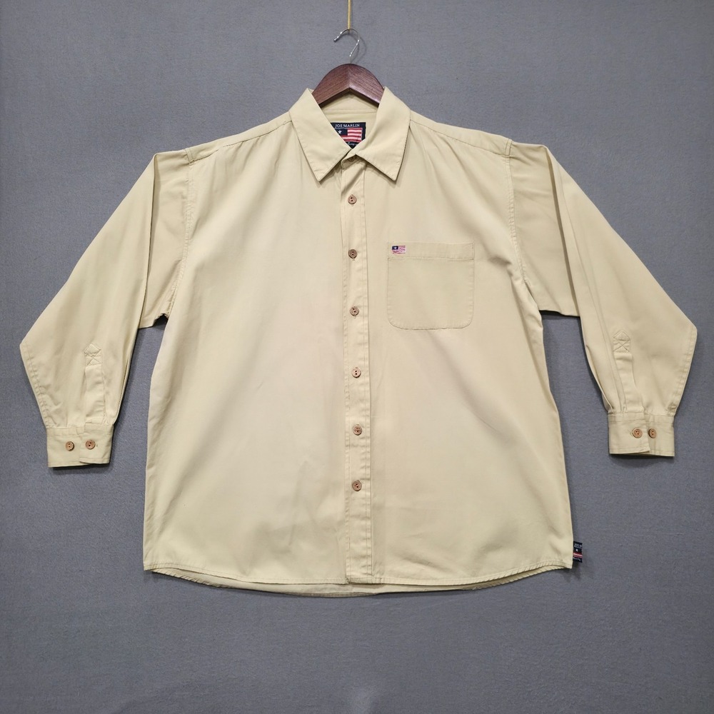 Joe Marlin Dungaree Men's Yellow Long Sleeve Button Up‎ Shirt Size Large